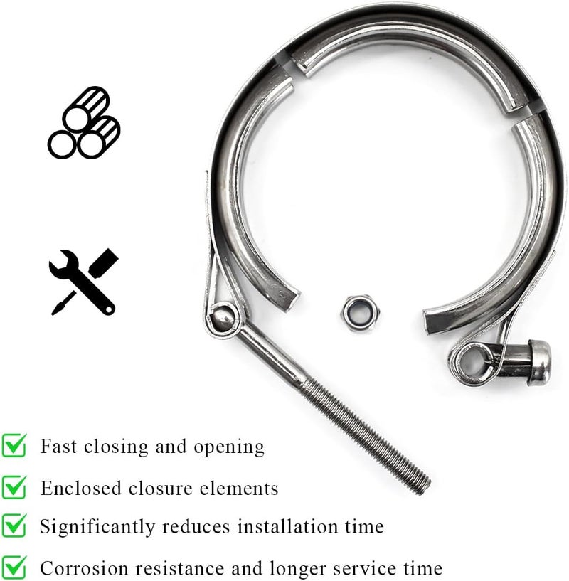 KVAEY V Band Clamp for Turbo, Automotive Stainless Steel Turbo Clamp with Male Female Flange (3.5") - Image 4